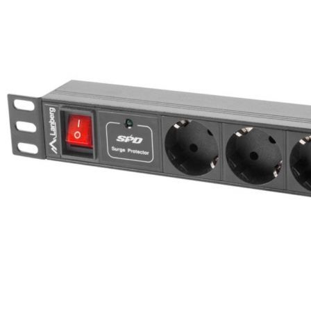 Lanberg PDU-07F-0200-BK Regleta 1U 7 Salidas Schuko 16A Negra